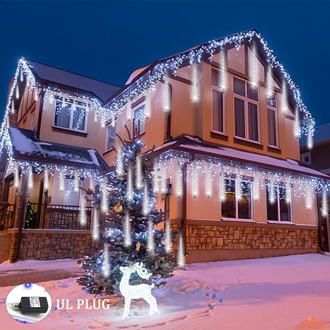 Christmas Lights Outdoor 32 Tubes 768 LEDs Meteor Shower Lights UL Certified - Image 6