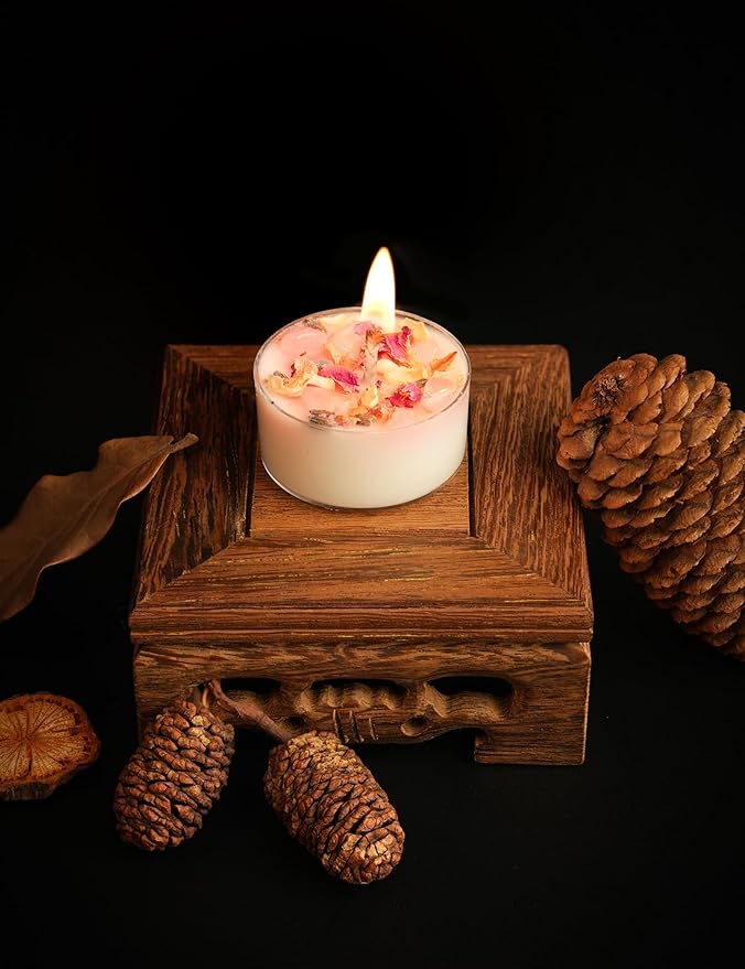 Tealight Candles with Crystals and Herbs, Handmade Energy Candles. - Image 3
