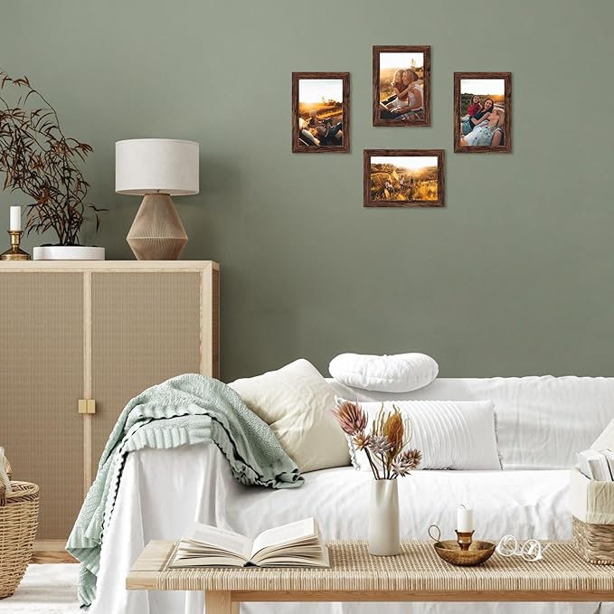 PETAFLOP Wooden Bulk 4x6 Picture Frame Set of 18, Rustic Brown Photo Frames - Image 4