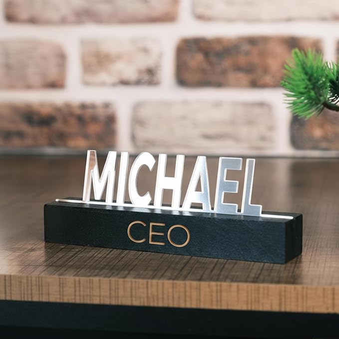 Personalized Silver Desk Name Plate – Custom Engraved Name Sign - Image 7