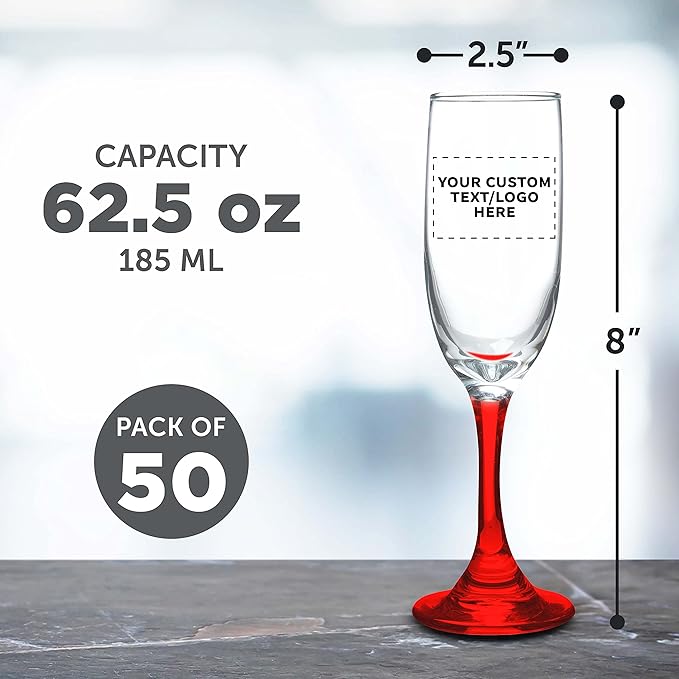 DISCOUNT PROMOS Custom Premiere Champagne Flutes 6.25 oz. Set of 50, - Image 5