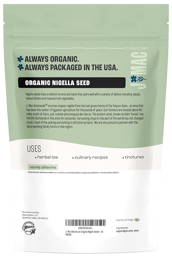 J Mac Botanicals, Organic Nigella Seeds, USDA Certified, Nigella Sativa - Image 2