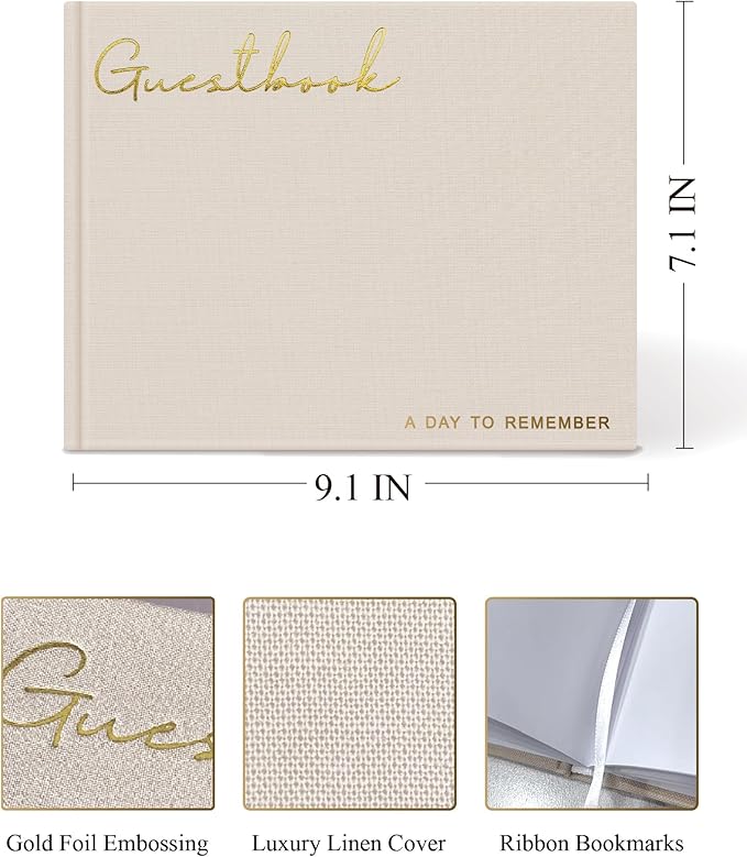 Elegant Linen Wedding Guset Book - Image 2