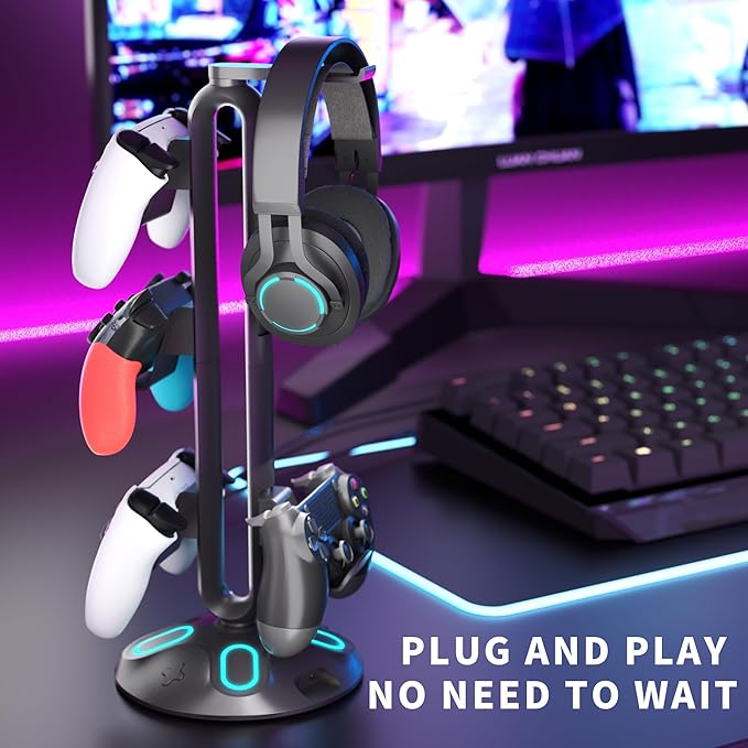 Gaming RGB Headphone Stand, Controller Holder - Image 5