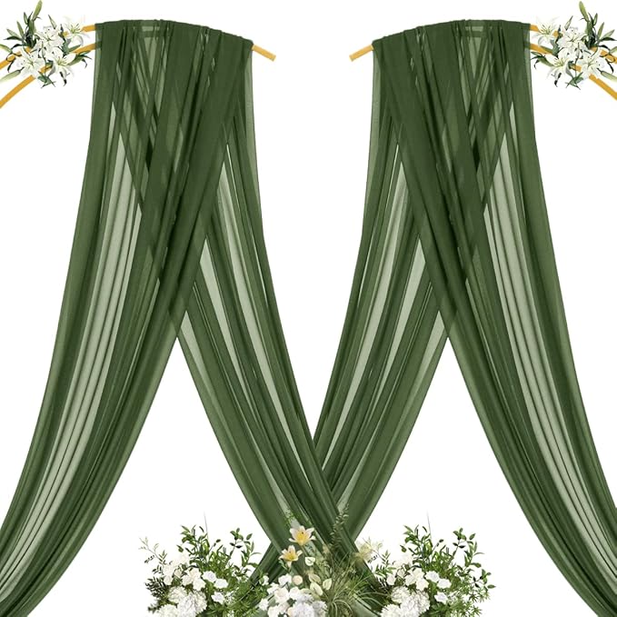 MLMC Olive Green Wedding Arch Draping Fabric 1 Panel 29" x 20 FT Extra Long - Image 4