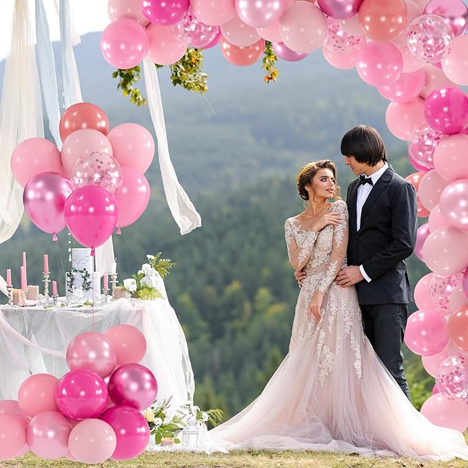 100pcs Pink Balloons Assortment - Image 4