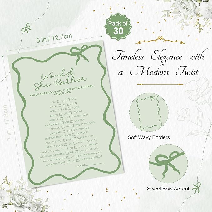 DEEKA 30 PCS Bridal Shower Games Card - Image 2