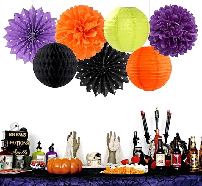 Black-Orange Purple Green Halloween Party-Decorations - Image 6