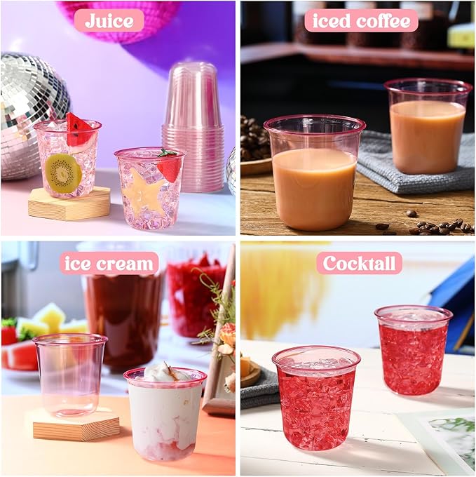 50 Pcs Disposable Stemless Glasses 12oz Crystal Plastic Wine Glasses Clear - Image 7