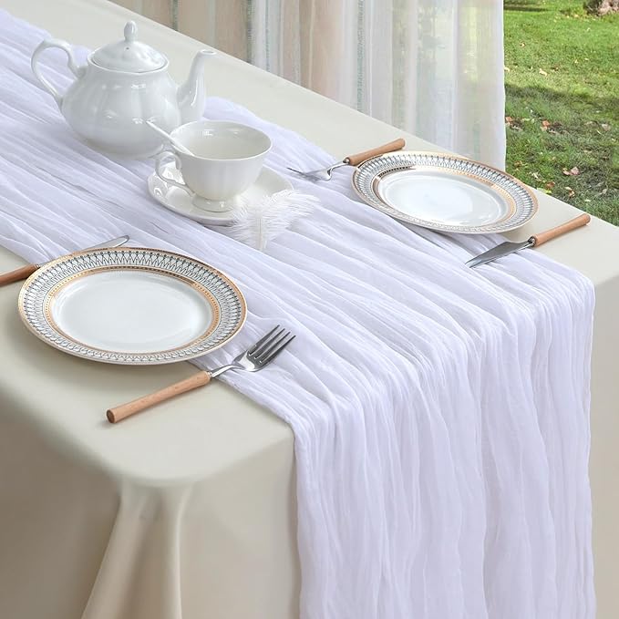 6 Pack White Cheesecloth Table Runner 10ft Boho Gauze Fabric Cheese Cloth Table - Image 3