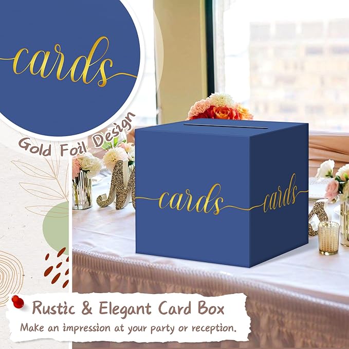 QIKSION Navy Blue Graduation Card Box, Wedding Reception, Baby Shower - Image 3