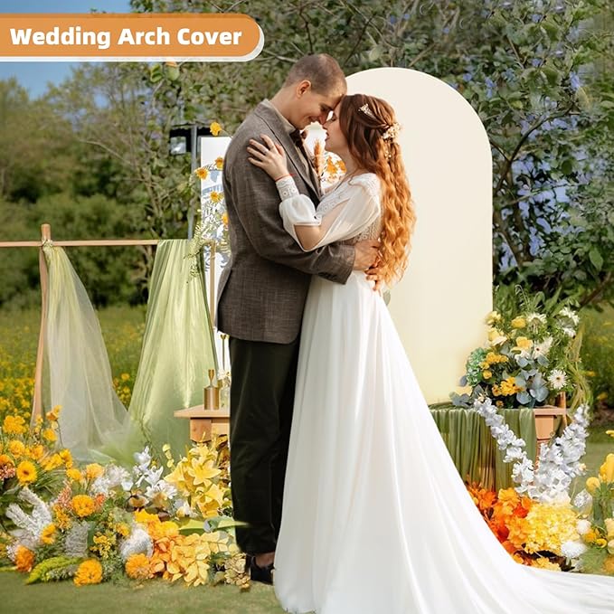 HEMMOTOP Light Beige Arch Backdrop Cover, 6 ft Spandex Arch Covers Stretchy - Image 6