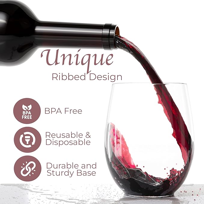 Exquisite 48 Pcs Unbreakable Stemless Plastic Wine Glasses Disposable Wine - Image 3