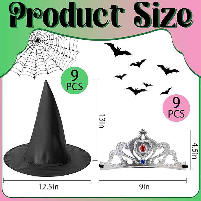 Tlswshsy 18 Pcs Princess Crowns and Witch Hats Set, Witches and Princess Party - Image 2