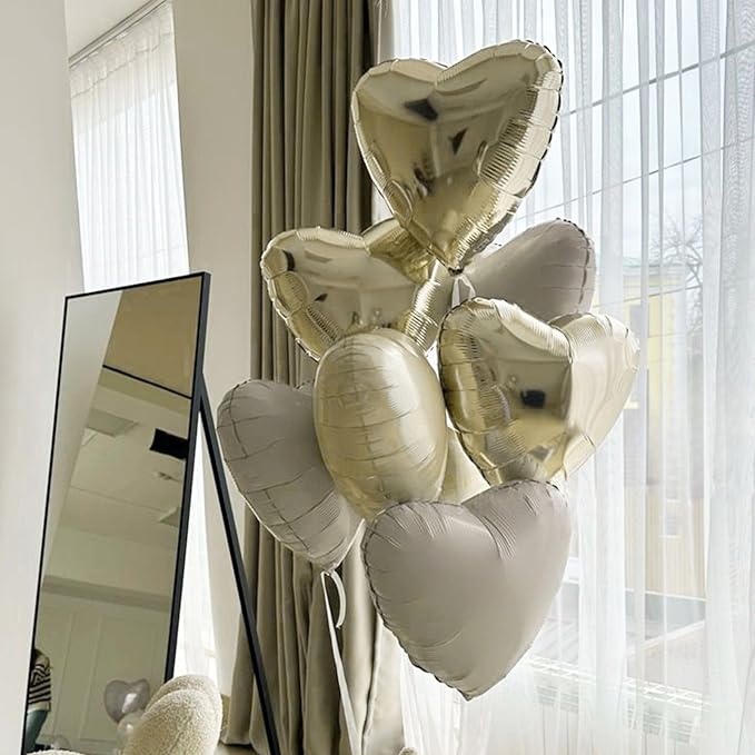 Champagne Gold Cream Heart Balloons - Image 4