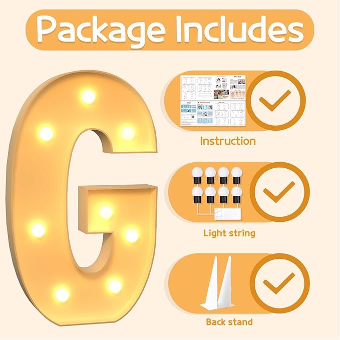 Marquee Letters 3 Feet Tall Large Light Up Letters G Happy Birthday Decorations - Image 5