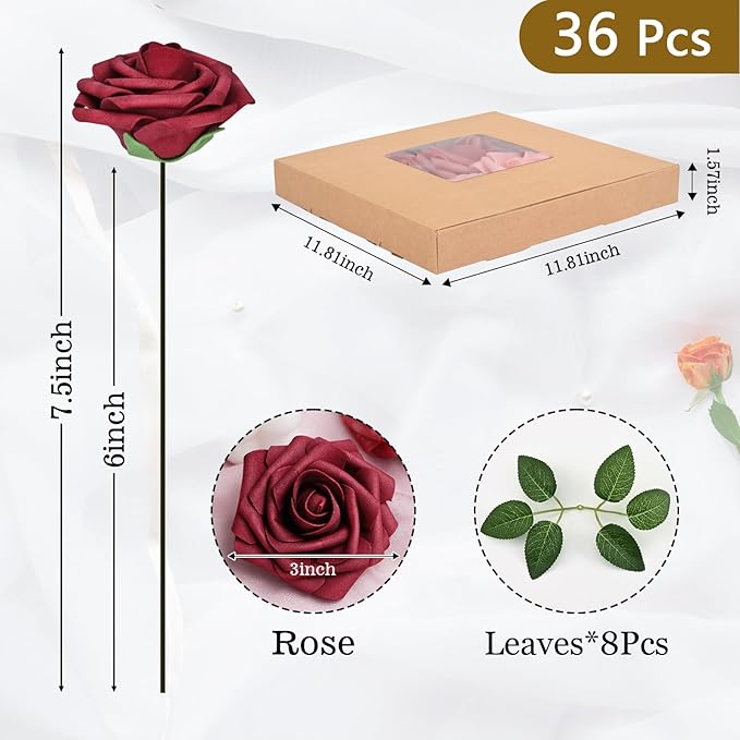 BLEUM CADE 36Pcs Artificial Flowers Fake Roses - Image 3
