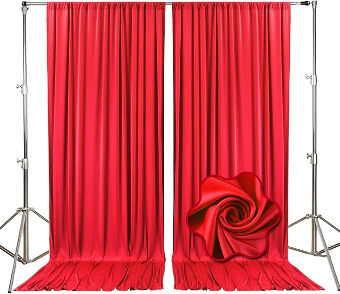 10ft x 10ft Red Backdrop Curtains by Tisspoms