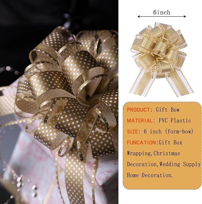 12Pcs Wave Point Gift Wrap Pull Bows, Large 6 Inch Assorted Gift Pull Bows - Image 2
