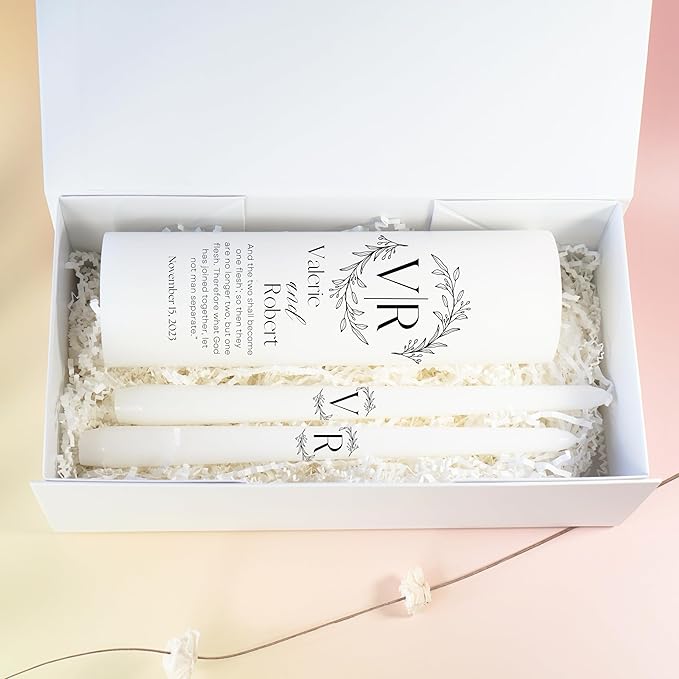 Unity Candles for Wedding, Modern Unity Set, Custom and Personalized Pillar and - Image 7