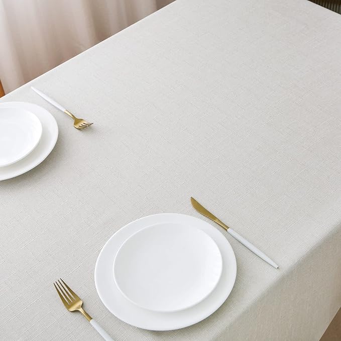 NLMUVW White Linen Tablecloth for Rectangle, Dining Table Cloth Oblong Water - Image 4
