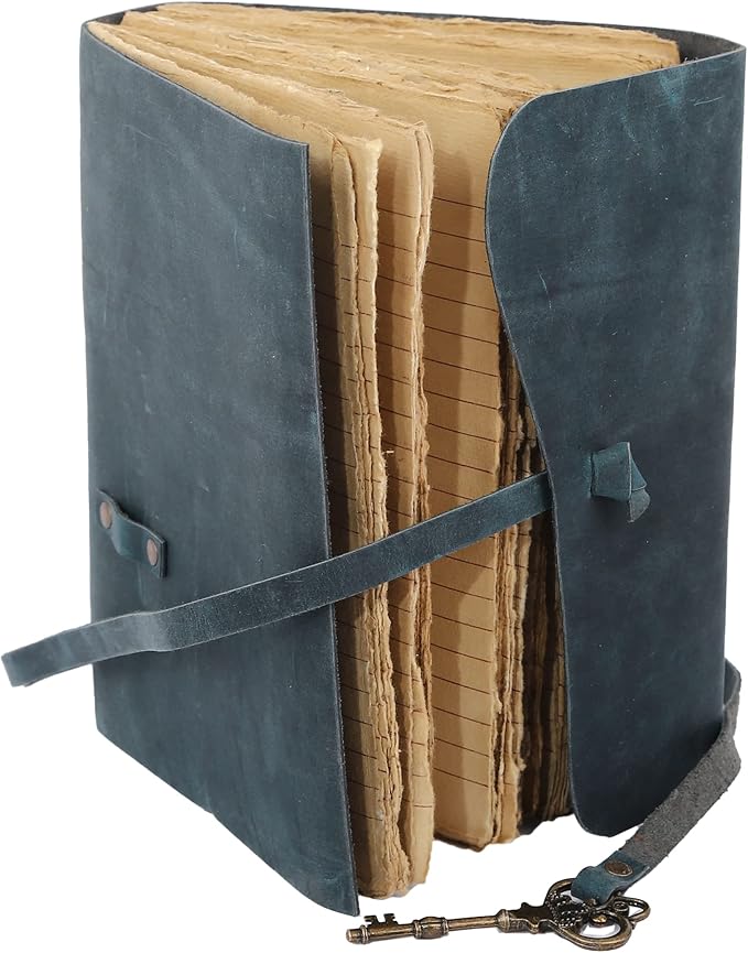 Leather Journal with Lined and Unlined Deckle Edge Paper 8x6 inch and Vintage - Image 4
