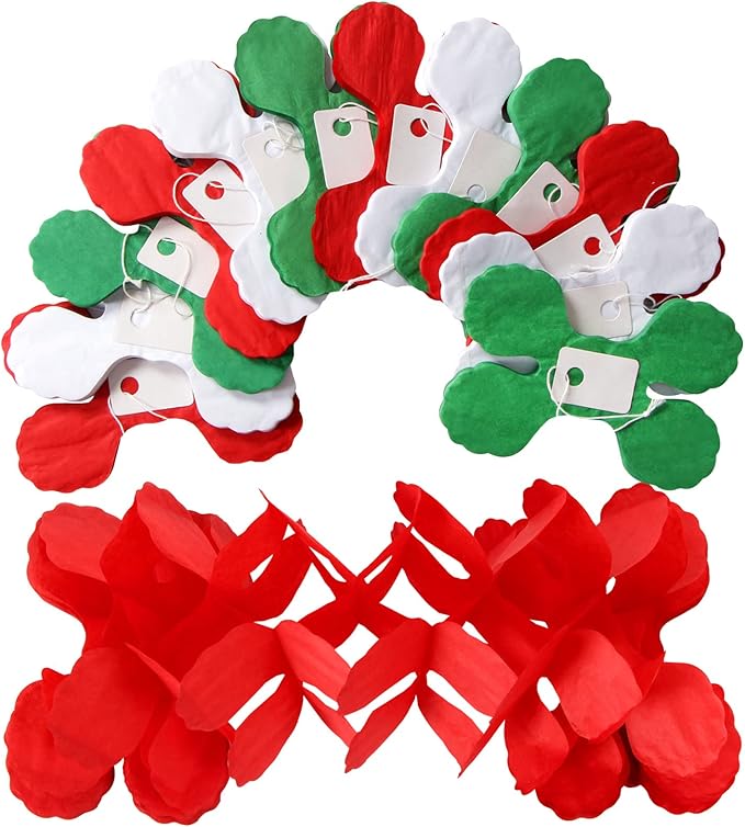Red-Green White Party-Decorations Christmas Streamers-Garland - Image 3