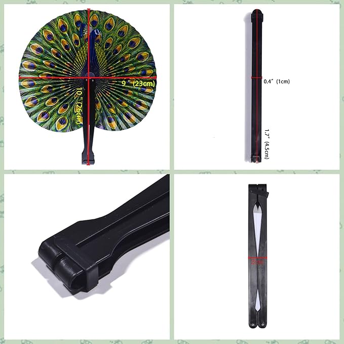 10 Pcs 10" Safari Print Peacock Fans Decorations Animal Folding Paper Hand Fans - Image 2