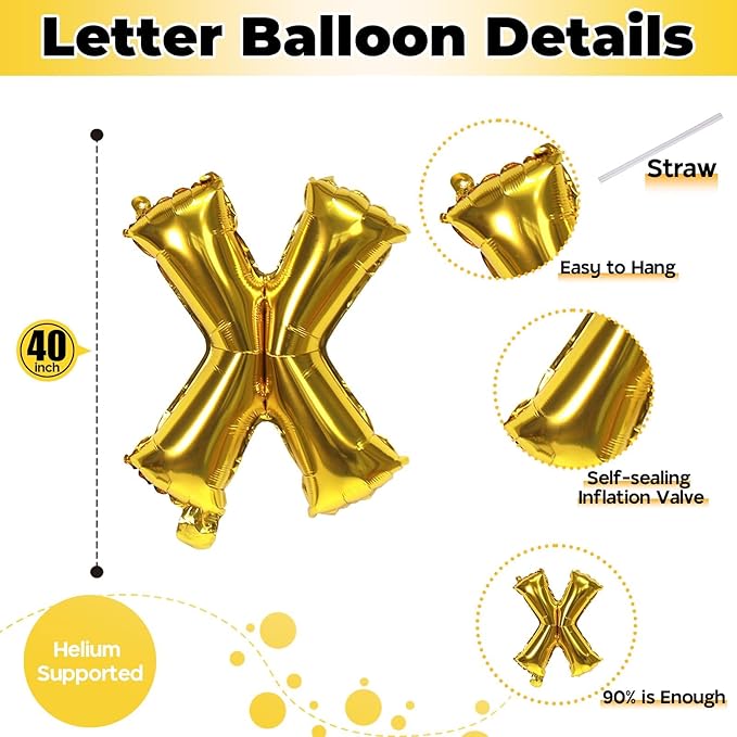 Giant X Alphabet Balloon Letters, 40 Inch Helium Mylar Foil Name Word Balloons - Image 2
