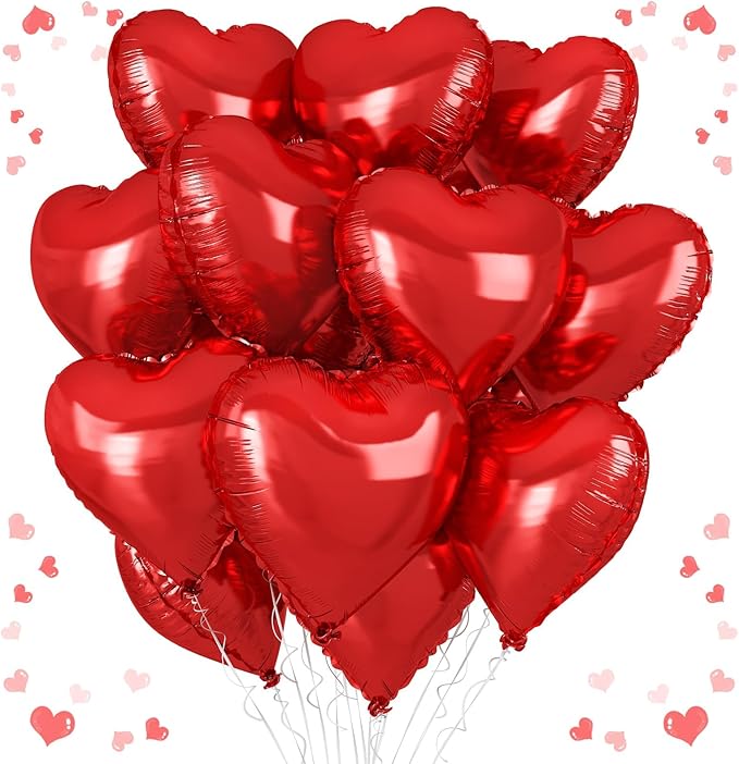 Red Heart Balloons, 18 Inch Red Heart Foil Shape Balloon by vibzox