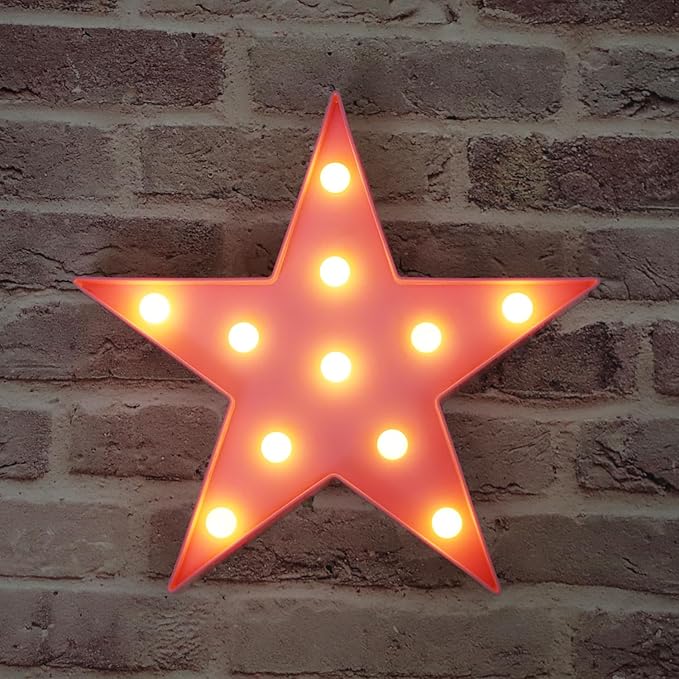 LED Marquee Star Sign Night Light, Battery Operated Star Shaped Desk Table Lamp - Image 3