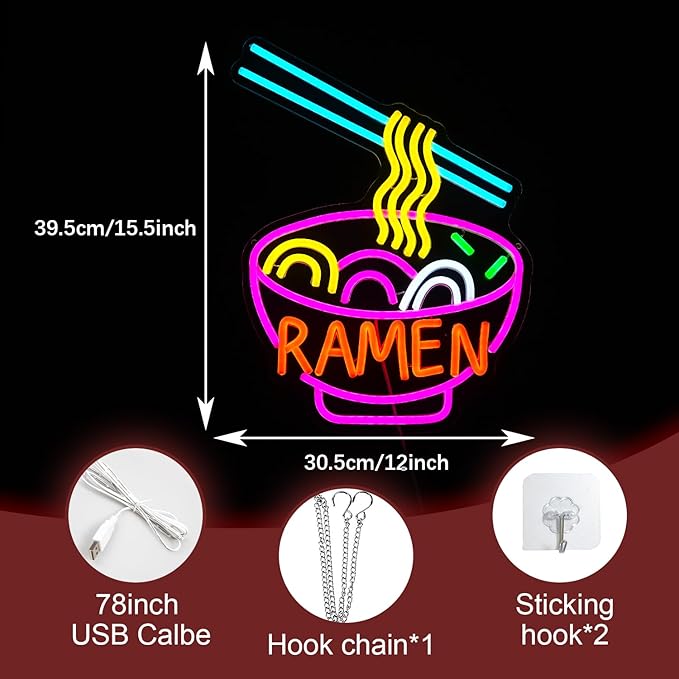 Ramen Neon Sign Dimmable LED Ramen Neon Light - Image 2