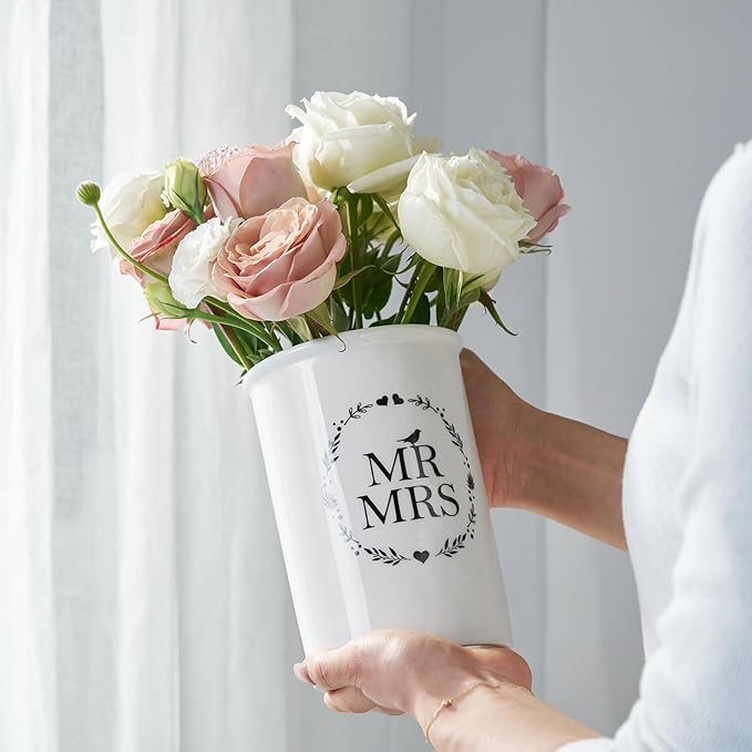 AW Bridal Mr and Mrs Wedding Vase Decorations, Bridal Shower Gifts - Image 3