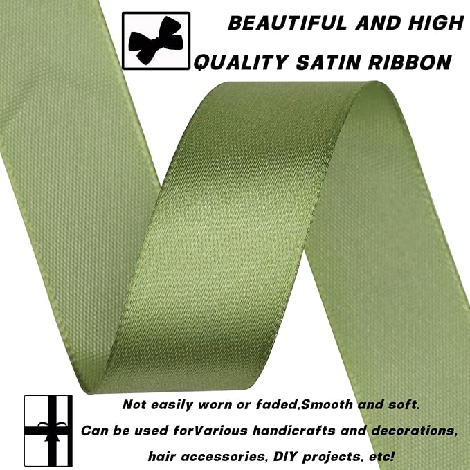 Olive Green Satin Craft Ribbon - Image 3