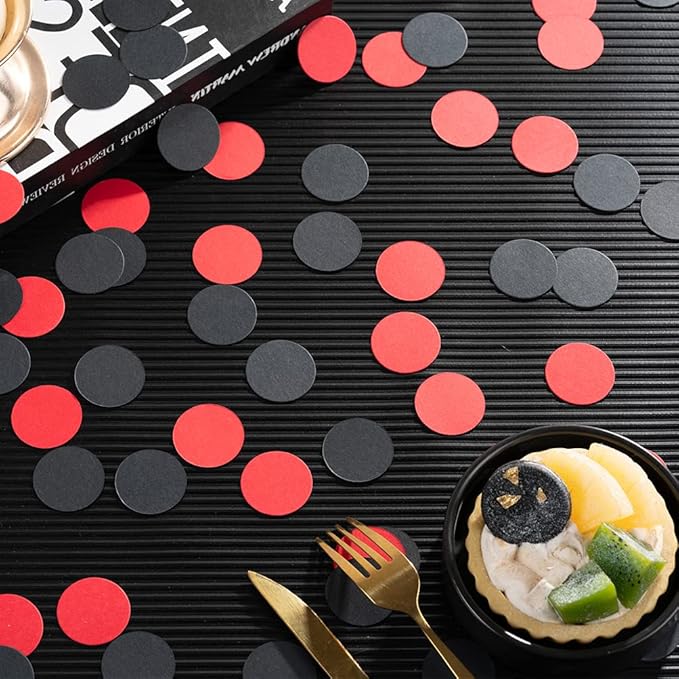 Black and Red Confetti Table Decoration - Image 3