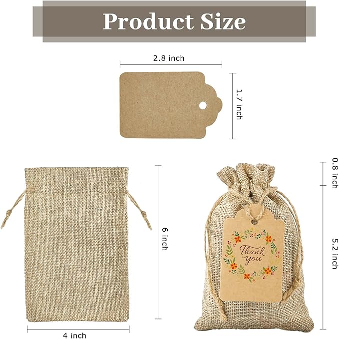 Jutieuo 25pcs Small Burlap Bags - Image 2