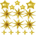 16 Pcs Gold Star Balloons, 22/18/10 Inch Foil Balloons, Four-Pointed Balloon by Sowide