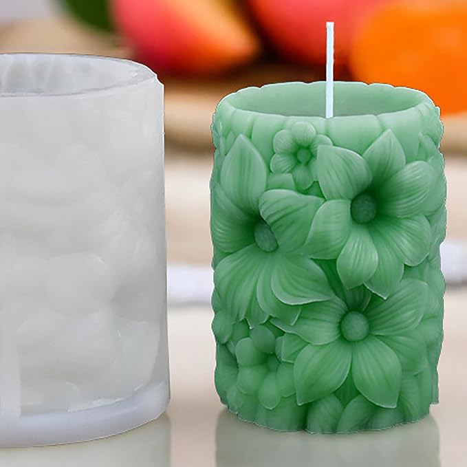 Rose Pillar Succulent Flower Silicone Wave Spiral Candle Mold by EVERELAMSiliconeMolds