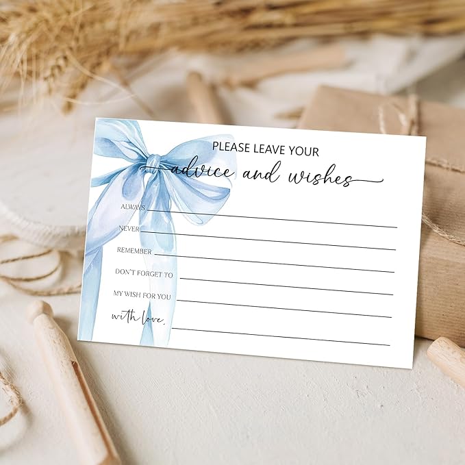 Blue Bow Advice and Wishes Card, Advice Cards - Image 4