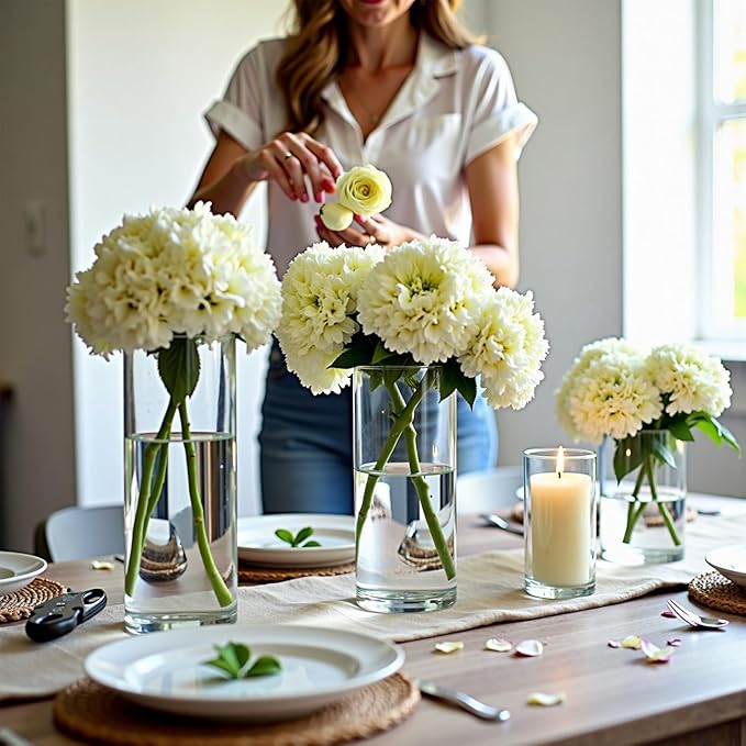 8 Clear Glass Cylinder Vases for Centerpieces - Image 5