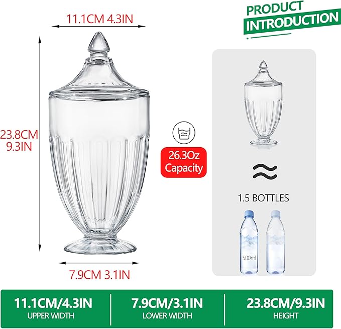 26oz Glass Decorative Candy Jars Clear Cookie Jar Storage Jar - Image 2