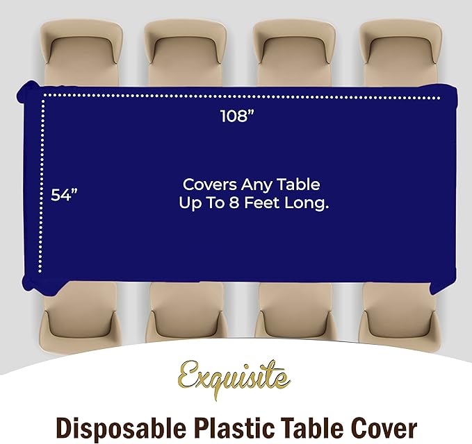 Party Solids 12-Pack Premium Plastic 54in. x 108in. Rectangle Table Cover - Image 4