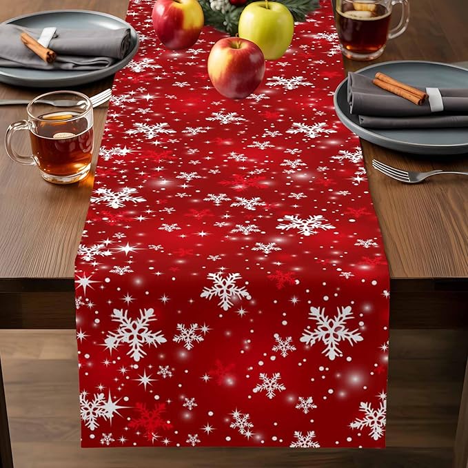 Christmas Snowflakes Cotton Linen Table Runner - Image 7