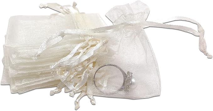 TheDisplayGuys 100-Pack XS 2 x 2 3/4" Cream/Beige Sheer Organza Gift Bags by TheDisplayGuys