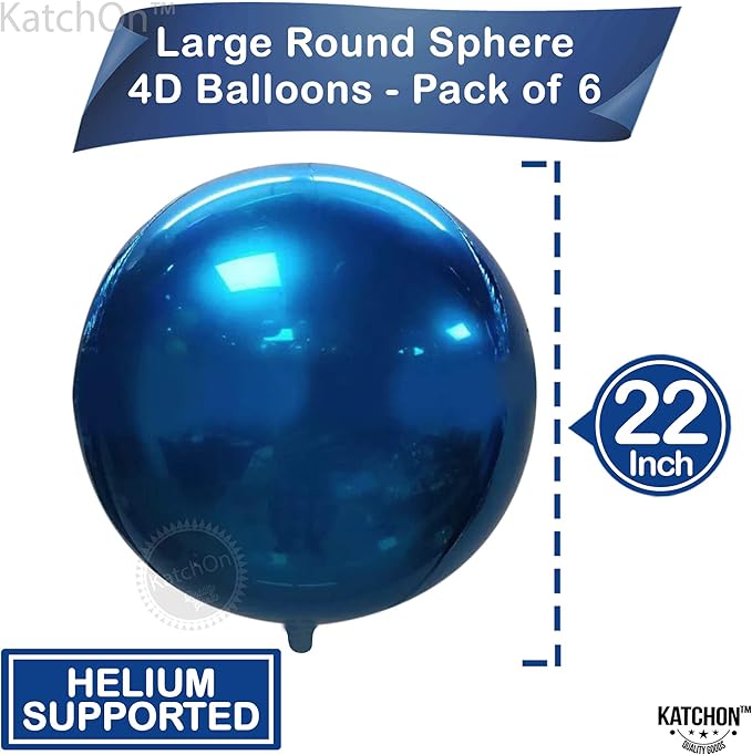 KatchOn, Mylar Metallic Blue Balloons - Image 2