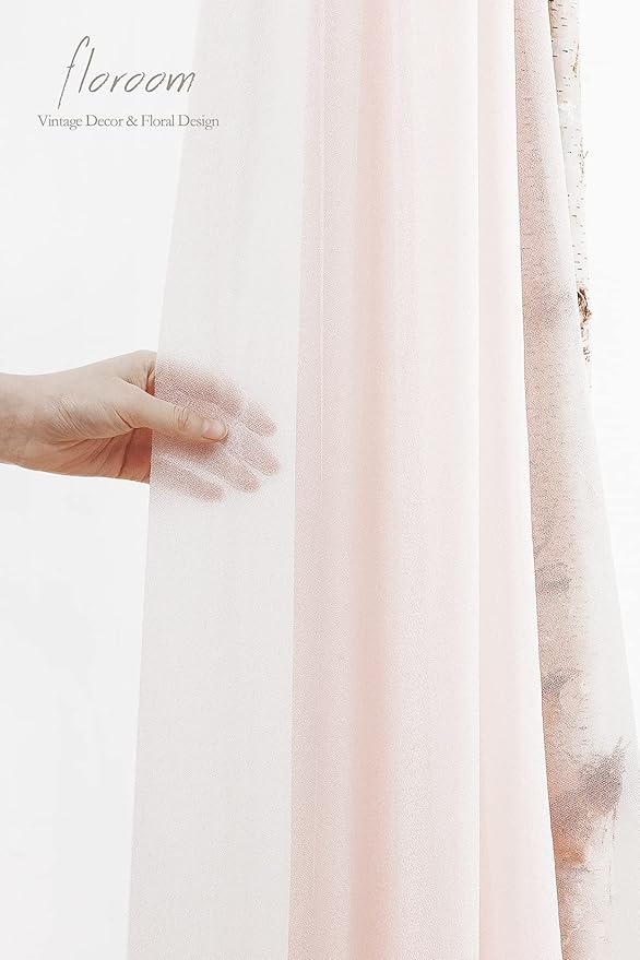 Floroom Wedding Arch Draping Fabric 2 Panels 20Ft Blush Chiffon Fabric Drapes - Image 5
