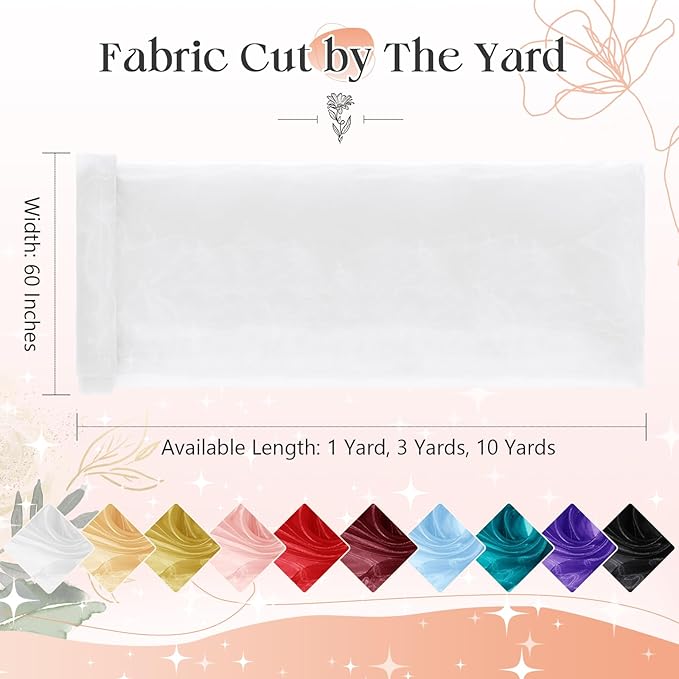 P Pothuiny Sheer Organza Fabric by The Yard, 3 Yards x 60 Inch Wide Bridal - Image 3