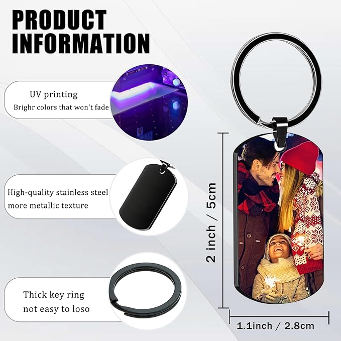 Custom Keychain with Picture, Personalized Keychain with Engraving Photo/Text - Image 3