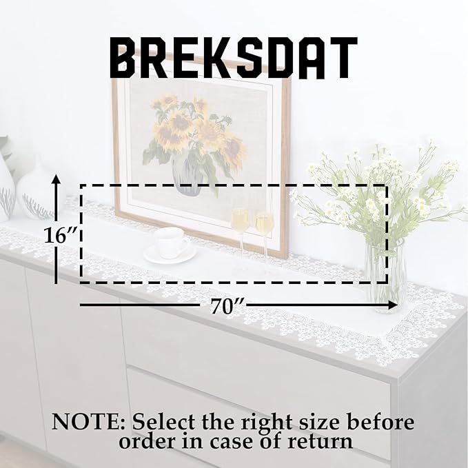 White lace Premium Rectangle Farmhouse Table Runner Waterproof OilProof - Image 5