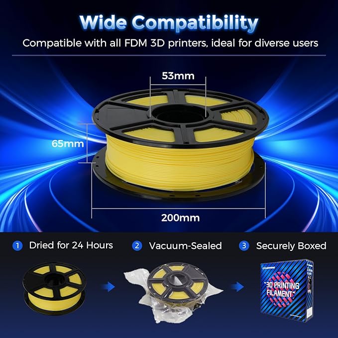 FLASHFORGE Rapid PLA Filament 1.75mm Luminous Yellow, 500mm/s High Speed - Image 7